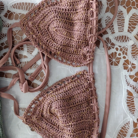 Bathing suit tops 2 crochet tops new medium - Picture 2 of 4